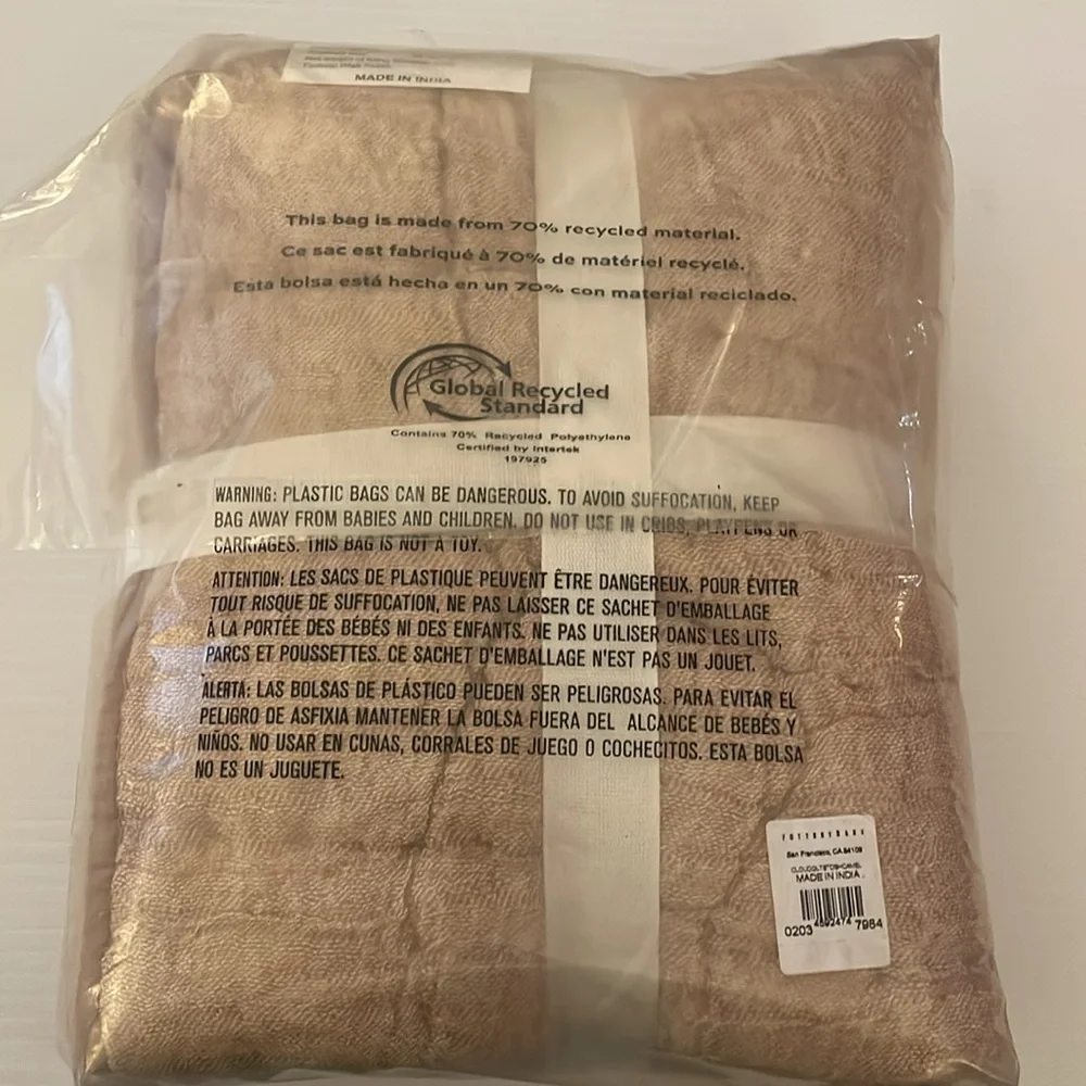 Pottery Barn Cloud Quilted Standard Sham in camel